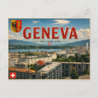 Tarjeta postal vintage de Ginebra - Suiza