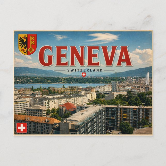 Tarjeta postal vintage de Ginebra - Suiza (Anverso)