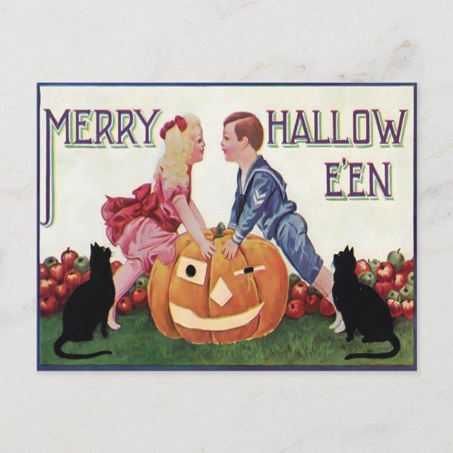 Tarjeta postal vintage de Halloween (Anverso)