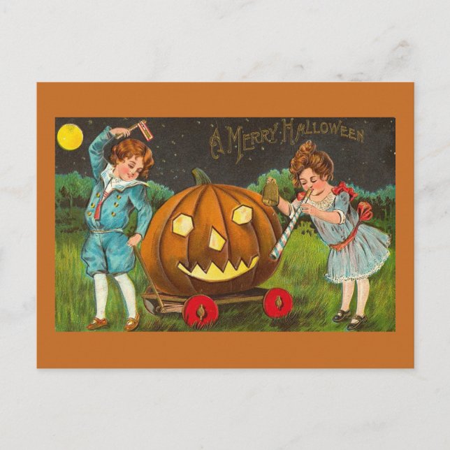 Tarjeta postal vintage de Halloween (Anverso)