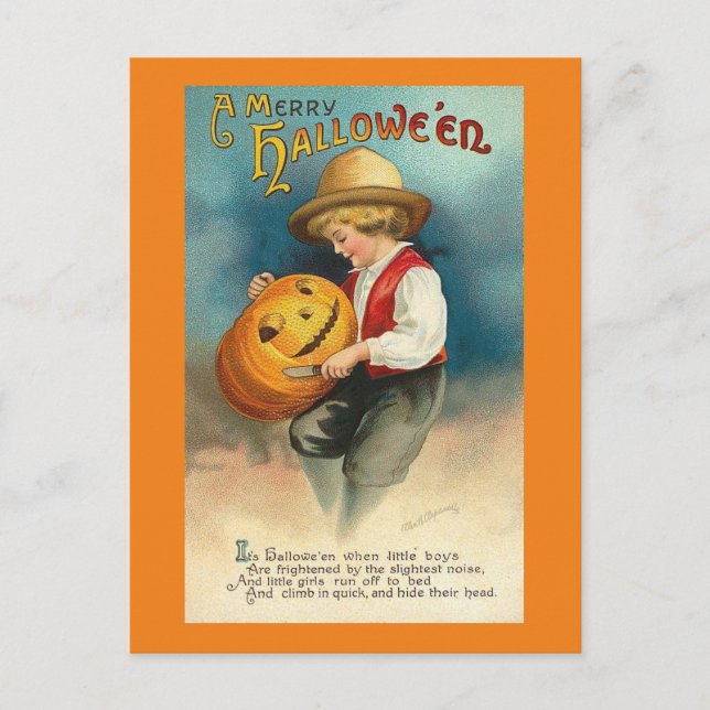 Tarjeta postal vintage de Halloween (Anverso)