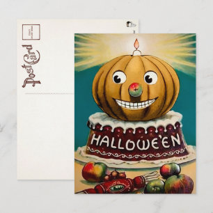 Tarjeta postal vintage de Halloween de calabaza