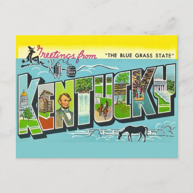 Tarjeta postal vintage de Kentucky (Anverso)
