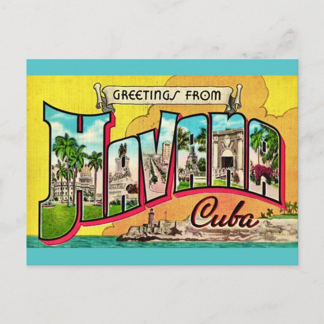 Tarjeta postal vintage de La Habana Cuba (Anverso)
