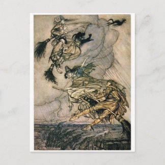 Tarjeta postal vintage de las brujas