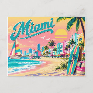 Tarjeta postal vintage de Miami Beach