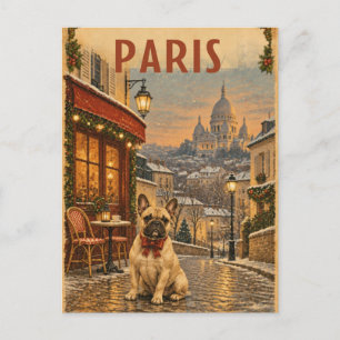 Tarjeta postal vintage de Navidad de París Frances