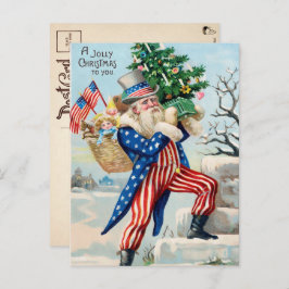 Tarjeta postal vintage de Navidad del Tío Sam Sant