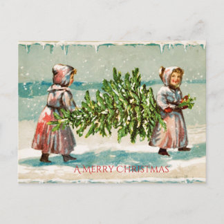 Tarjeta postal vintage de Navidad para niños