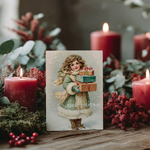 Tarjeta postal vintage de Navidad victoriana