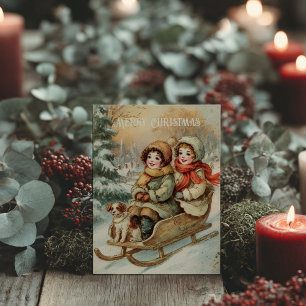 Tarjeta postal vintage de Navidad victoriana