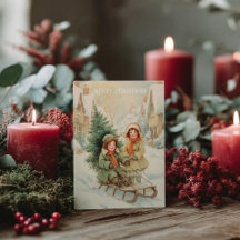 Tarjeta postal vintage de Navidad victoriana