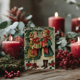 Tarjeta postal vintage de Navidad victoriana