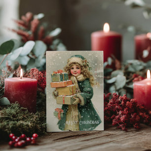 Tarjeta postal vintage de Navidad victoriana