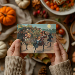 Tarjeta postal vintage de niños corriendo en Hallo