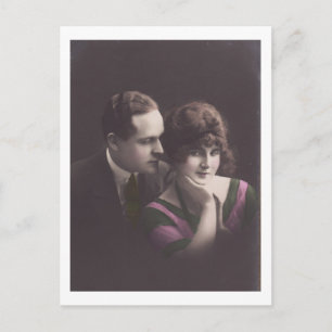 Tarjeta postal vintage de pareja romántica retro d
