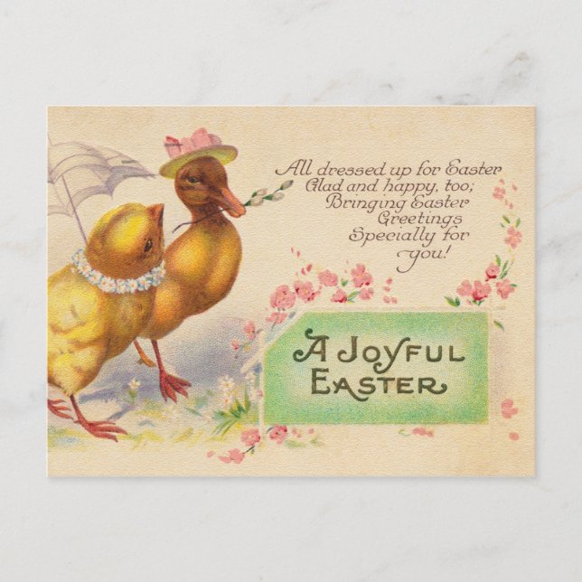 Tarjeta postal vintage de Pascua (Anverso)