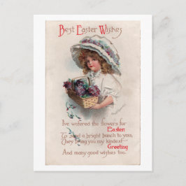 Tarjeta postal vintage de Pascua de niña con gorro