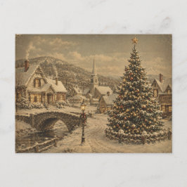 tarjeta postal vintage de pueblo nevado