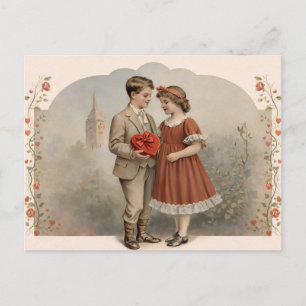 Tarjeta postal vintage de San Valentín pareja con 
