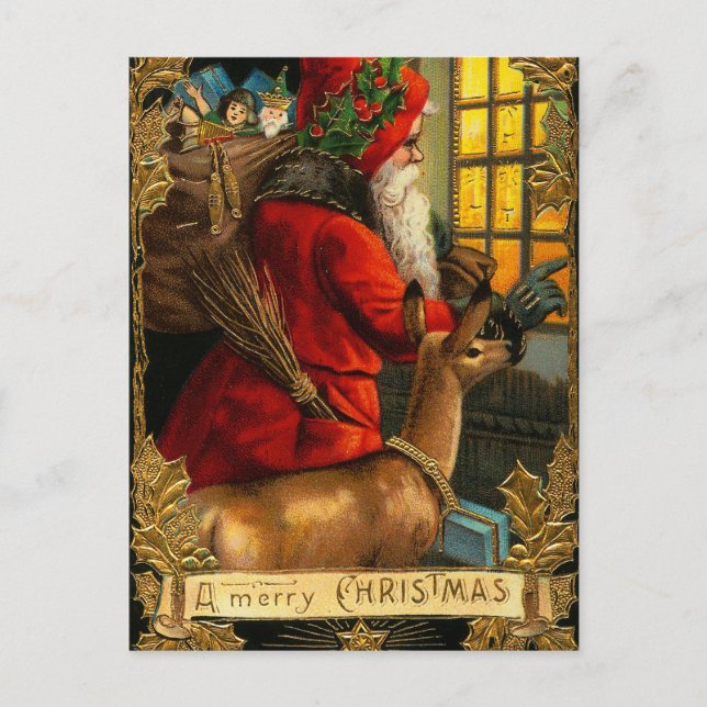 Tarjeta postal vintage de Santa (Anverso)
