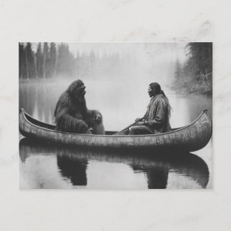 Tarjeta postal vintage de Sasquatch Bigfoot nativo