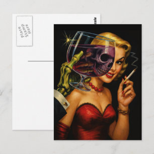 Tarjeta postal vintage de terror noir - Esqueleto
