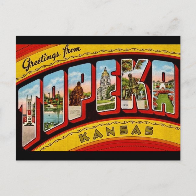 Tarjeta postal vintage de Topeka Kansas (Anverso)