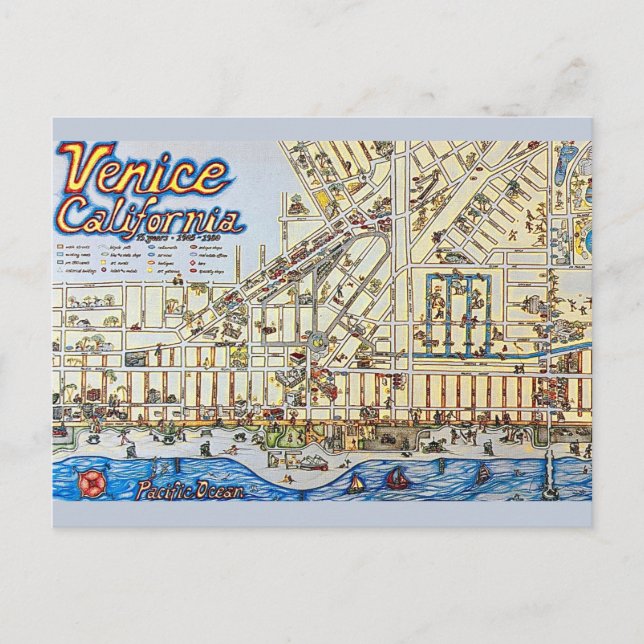 Tarjeta postal vintage de Venice CA (Anverso)