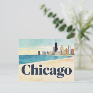 Tarjeta postal vintage de viaje a Chicago