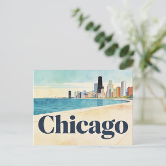 Tarjeta postal vintage de viaje a Chicago
