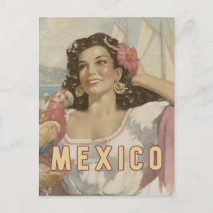 Tarjeta postal vintage de viaje a México