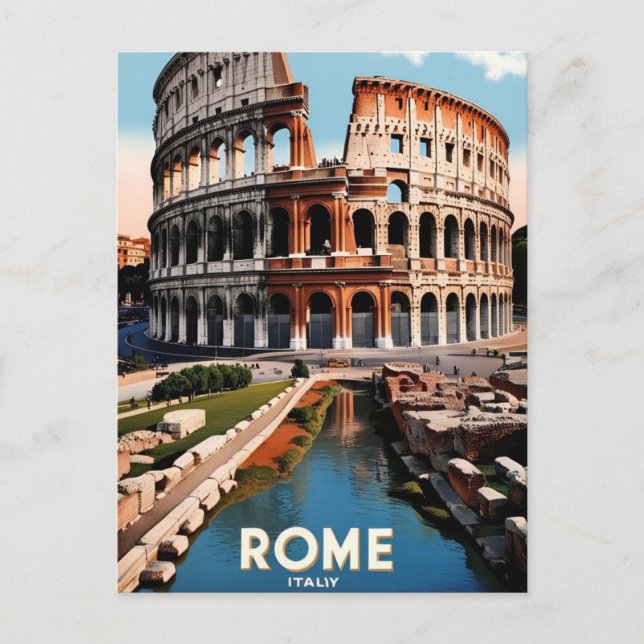 Tarjeta Postal Vintage de Viaje Arte Coliseo Roma  (Anverso)