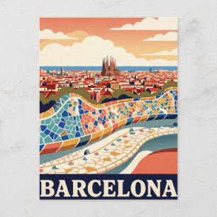Tarjeta postal vintage de viaje Barcelona España