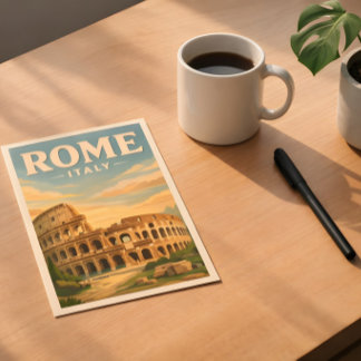 Tarjeta postal vintage de viaje Coliseo Roma Itali