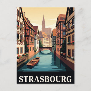 Tarjeta postal vintage de viaje de Estrasburgo