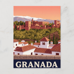 Tarjeta postal vintage de viaje Granada