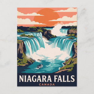 Tarjeta postal vintage de viaje Niagara Falls Cana