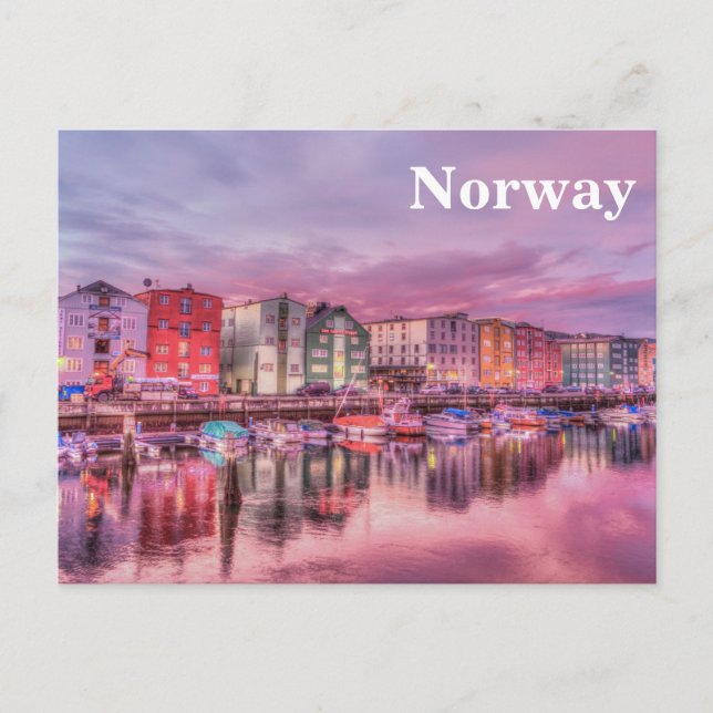 Tarjeta postal vintage de viaje por Noruega (Anverso)