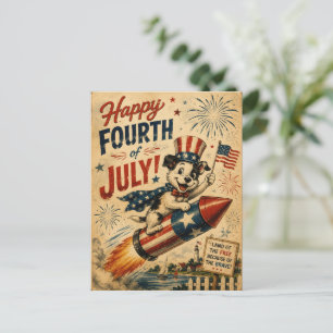 Tarjeta postal vintage del 4 de julio Cachorro p