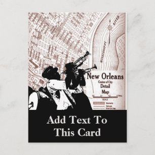 Tarjeta postal vintage del mapa de Nueva Orleans