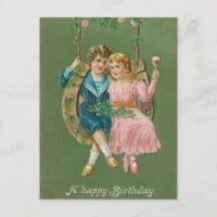 Tarjeta postal vintage Feliz Cumpleaños 1900s