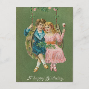 Tarjeta postal vintage Feliz Cumpleaños 1900s