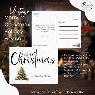 Tarjeta Postal Vintage Feliz Navidad Vacaciones