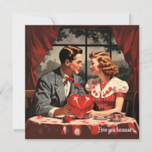 Tarjeta postal vintage floral corazón de San Valen