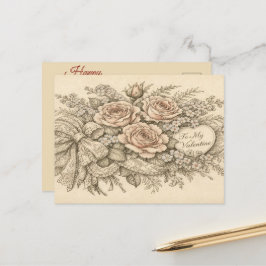 Tarjeta postal vintage floral del Día de San Valen