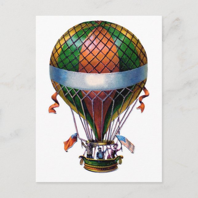 Tarjeta postal Vintage Hot Air Balloon Steampunk (Anverso)