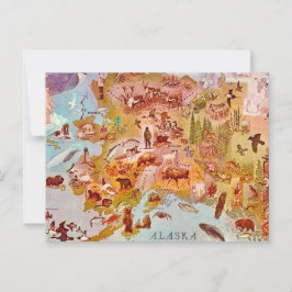 Tarjeta postal vintage ilustrada de Alaska