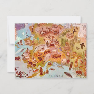 Tarjeta postal vintage ilustrada de Alaska