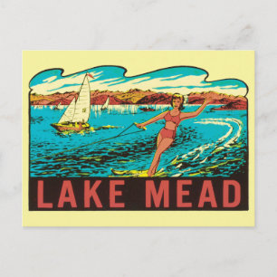 Tarjeta postal vintage Lake Mead Nevada NV etiquet